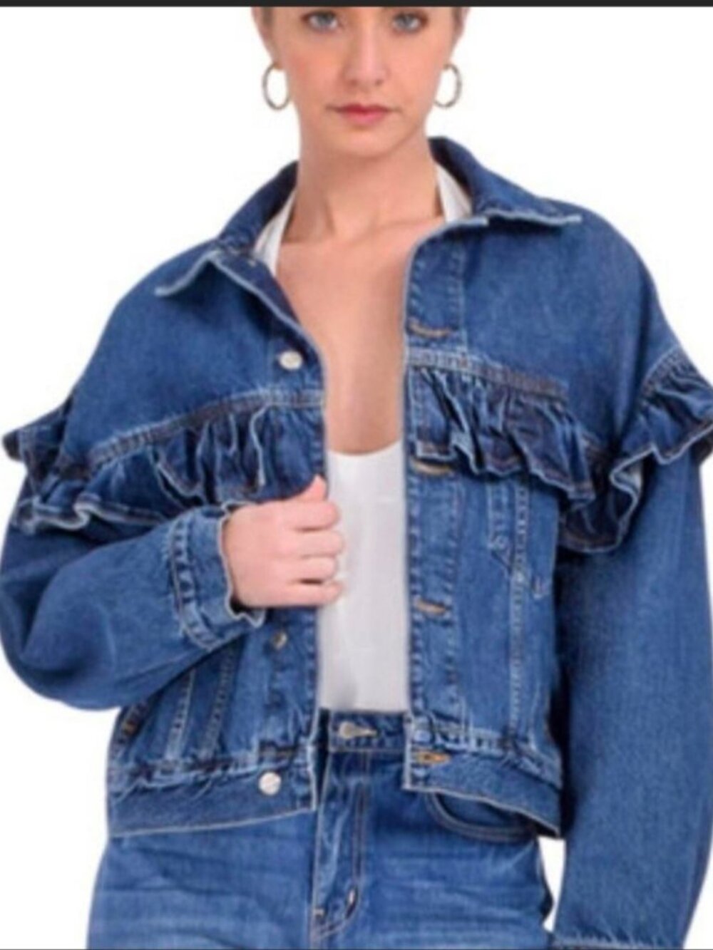 Ruffle Denim Jacket by FRAME